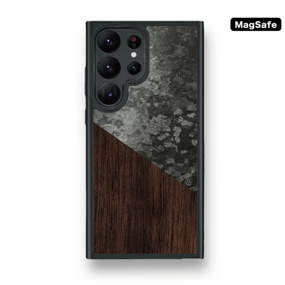 Defender Case - Ghost Metallic Black 鑄造幽靈黑 x Walnut Wood 胡桃木